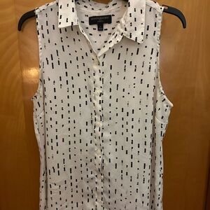 Banana Republic Black and White Patterned Blouse